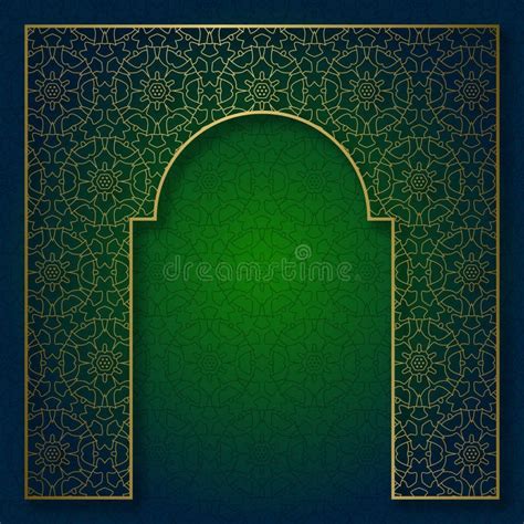 Traditional Patterned Background With Golden Arched Frame Stock Vector