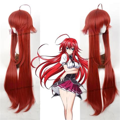 high school dxd rias gremory 100cm long wine red heat resistant hair cosplay costume wig free
