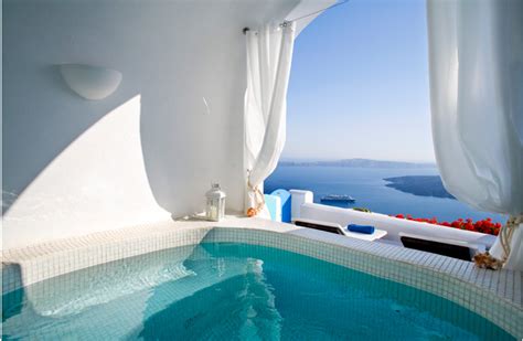 Greek Swimming Pool Inside Santorini Hotels Luxury Hotel Luxury Suite