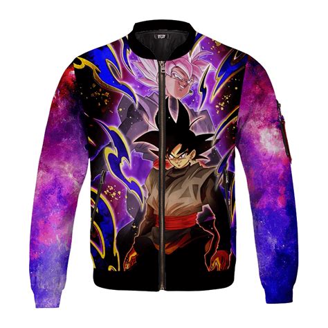 Grab your goku kanji tech bomber jacket today and receive. Dragon Ball Z Goku Black Super Saiyan Rose Galaxy Purple Bomber Jacket - Saiyan Stuff
