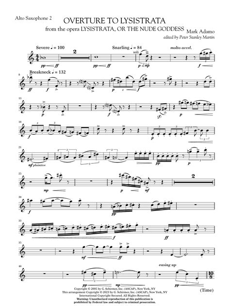 Overture To Lysistrata Arr Peter Stanley Martin Alto Saxophone 2