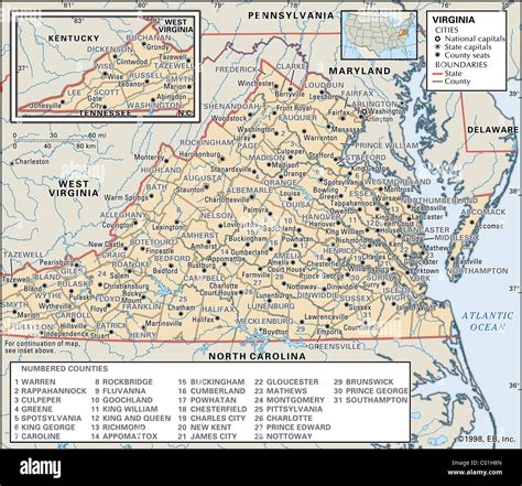 Political Map Of Virginia Stock Photo Alamy