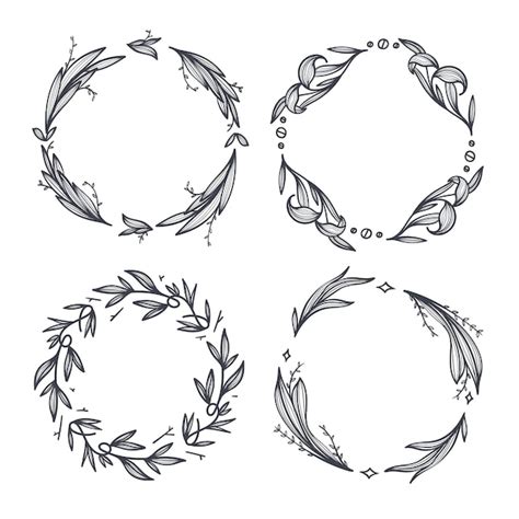 Free Vector Hand Drawn Floral Wreaths Collection