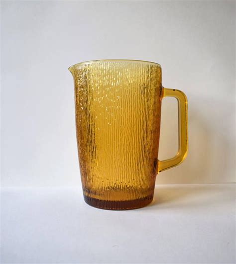 Yellow Glass Jug Pitcher Vintage Lemonade Jug Retro Barware Etsy