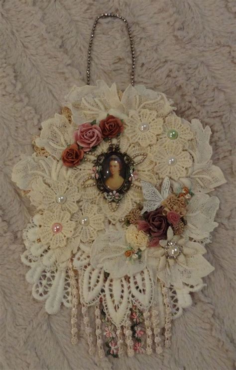 Vintage Inspired Doily Wall Hanging Lace Crafts Lace Art Shabby