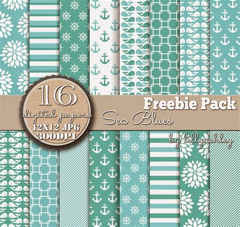 Pack Of 12 12x12 Papers Printable Paper Digital Paper Blue Designs