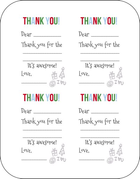 Free Printable Thank You Cards For Kids Love These Tags To Attach To