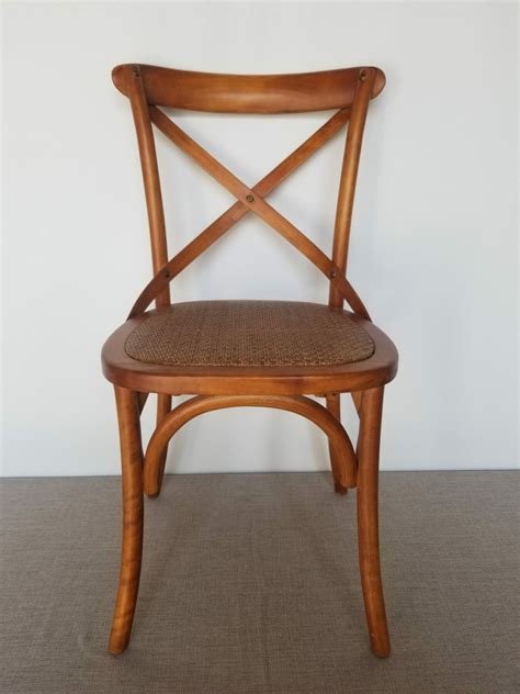 Dark Oak Wooden Cross Back Chair With Cushion Events Master