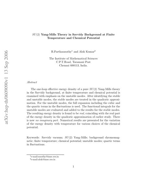 PDF SU 2 Yang Mills Theory In The Savvidy Background At Finite