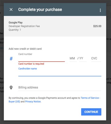 From here, the rest of the process only requires you to enter your paypal account info. Can I pay for the Google Play developer console using Paypal? - Quora