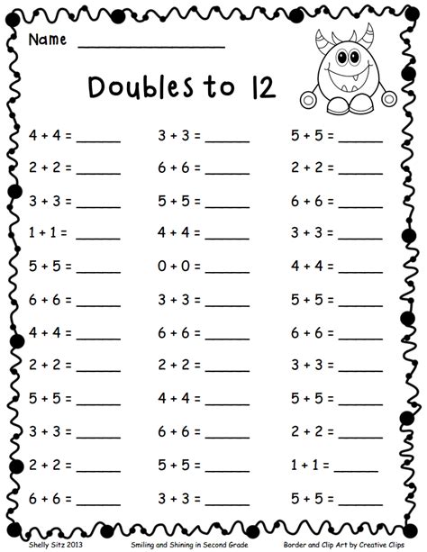 Doubles To 12pdf Math Fact Worksheets 2nd Grade Math Worksheets