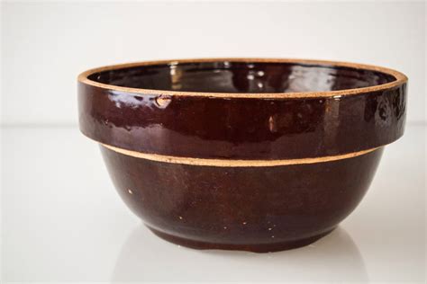 Antique Mixing Bowl Brown Stoneware Bowl Ceramic Mixing Etsy
