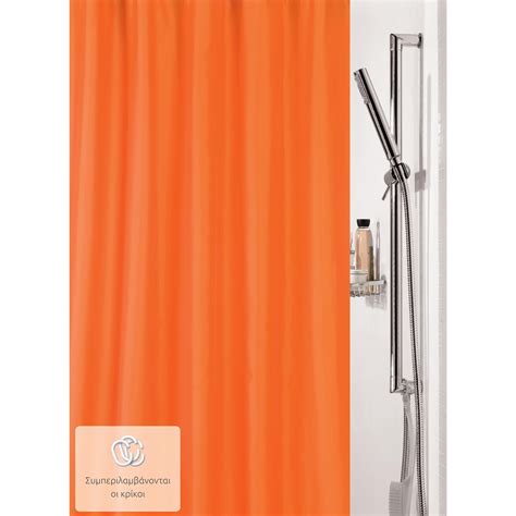 Fabric Shower Curtain Orange 100 Polyester 180x200 Cm