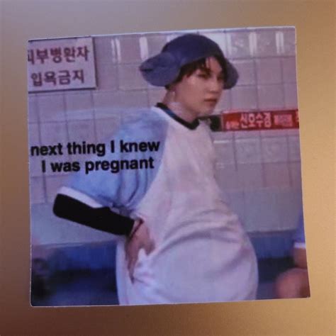 Vinyl Sticker Suga Yoongi Bts Pregnant Crack Meme Waterproof Etsy