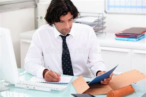 Man Working At A Desk Stock Photo Image Of Clerk Male