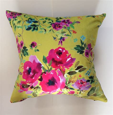 Floral Cushion Cover Handmade Yellow Velvet Lift Any Decor In Etsy Uk