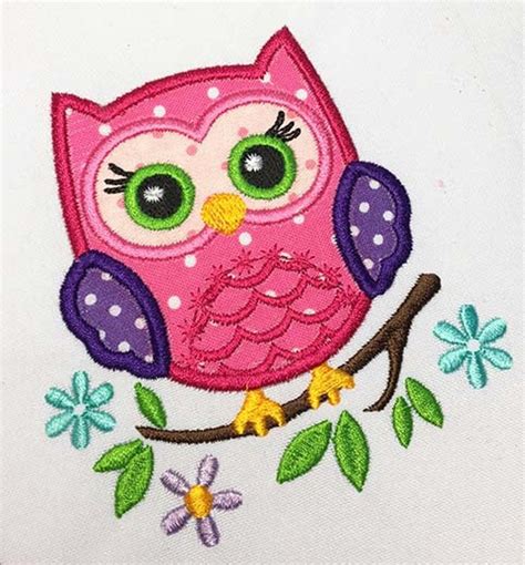 Cute Owl Applique Embroidery Design Machine Embroidery For Etsy