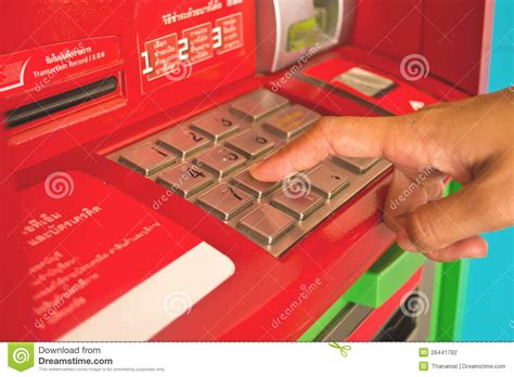 Atm Machine Stock Photo Image Of Customer Hand Bank 26441782