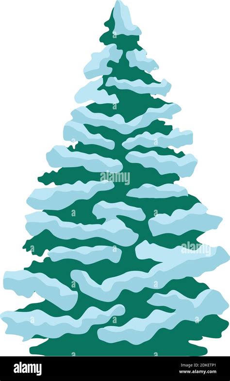 Happy Merry Christmas Pine Tree With Snow Vector Illustration Design