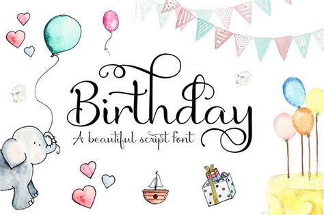 Happy birthday lettering custom designed graphic objects. Fun happy birthday fonts you can download with a click