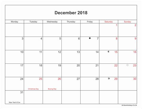 20 December 2018 Calendar Free Download Printable Calendar Templates ️
