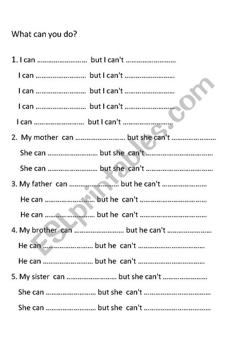 What Can You Do Esl Worksheet By Sblbsr40