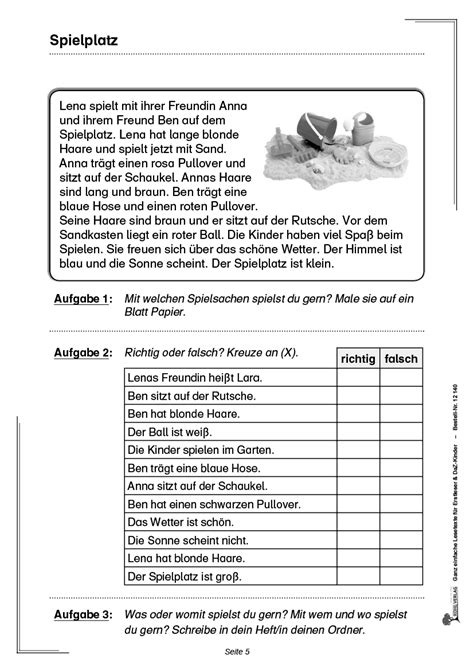 Leseproben grundschule klasse 4 deutsch. Ganz einfache Lesetexte für Erstleser und DaZ-Kinder