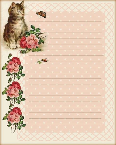 Glendas World Kitten N Roses Stationary And Journal Cards