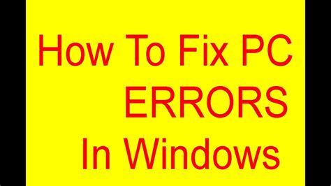 How To Fix PC Errors In Windows 2015 YouTube