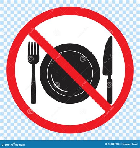 No Eating Allowed Symbol Prohibition Sign Flat Vector Illustration