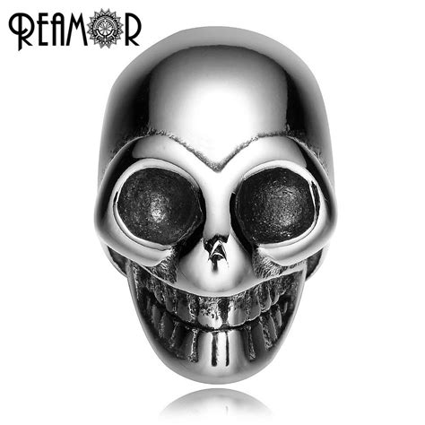 Reamor 316l Stainless Steel Skull Head Decoration 23mm Hole Size Beads