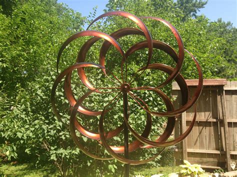 Large 2 Ft Kinetic Wind Sculpture Modern Art Dual Spinner