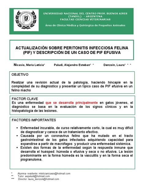Pdf Actualizaci N Sobre Peritonitis Infecciosa Felina Pif Dokumen