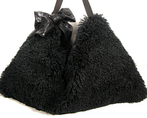Black Faux Fur Hobo Bag Handbag Purse Black Faux Fur Hobo Bag Faux Fur