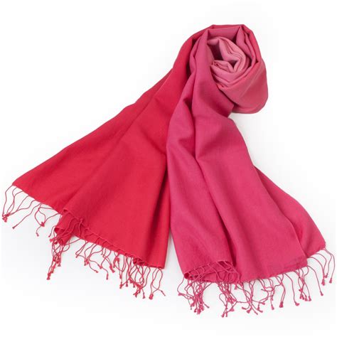 Shaded Pashmina 70x200cm 70 Cashmere 30silk Bright Rose And