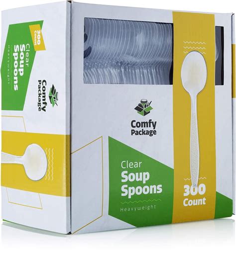 Comfy Package Premium Clear Soup Spoons Everyday Plastic Silverware