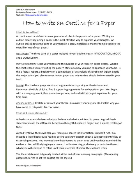 Outline For Writing Paper Templates At