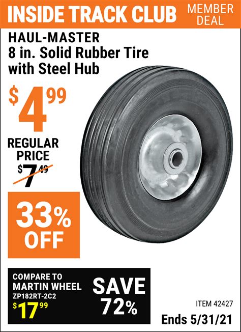 Haul Master 8 In Heavy Duty Solid Rubber Tire With Steel Hub For 499