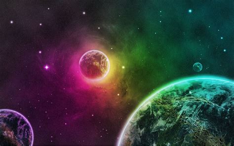 Green Outer Space Planets Purple Earth Wallpaper 1920x1200 235811