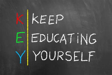 Key Keep Education Yourself Text On Blackboard Stock Photo Image Of