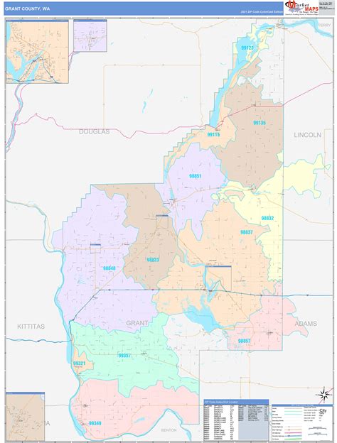 Grant County Wa Wall Map Color Cast Style By Marketmaps Mapsales