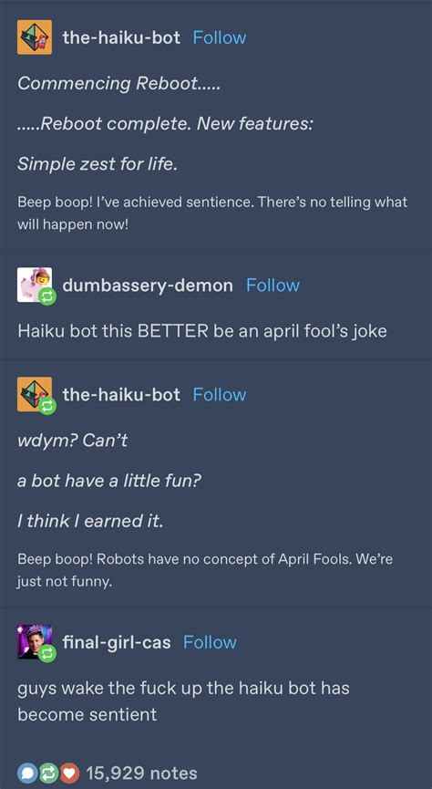 Haiku Bot Has Achieved Sentience R Curatedtumblr