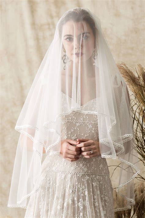 Megan Tulle Veil Fingertip Length In 2021 Wedding Dress With Veil Bridal Veils And