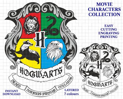 Hogwarts SVG logo emblem vector file layered Cricut Silhouette | Etsy