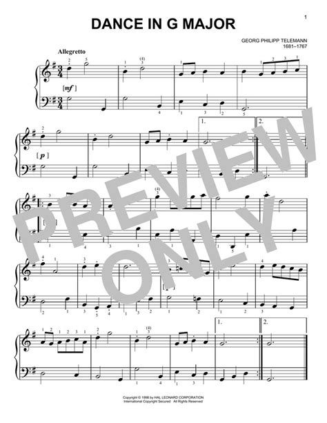 Georg Philipp Telemann Dance Sheet Music Notes Chords Sheet Music