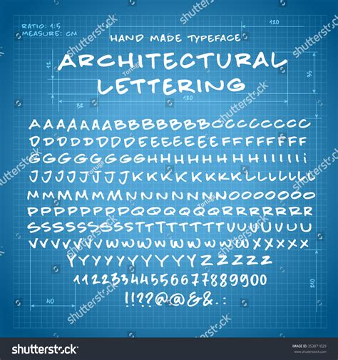Hand Made Font Architectural Lettering Custom Stock Vector Royalty