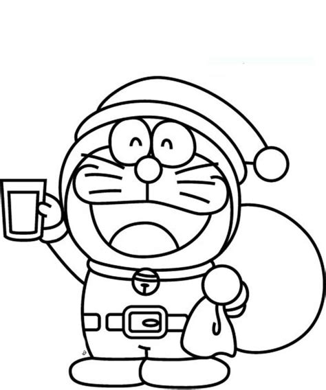 Santa claus in chimney in cartoon style, christmas coloring page, education paper game for the development of children, kids. Doraemon Wearing Santa Claus Costume Coloring Pages - NetArt