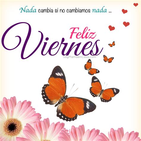 Bellas Tarjetas Feliz Viernes Mariposas Y Corazones