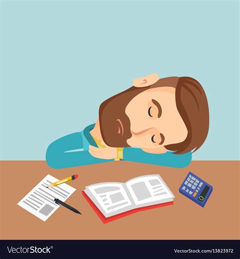 Student Sleeping At Desk With Book Royalty Free Vector Image