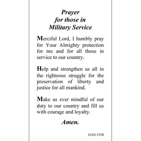 Marines Prayer Card Prayer For Those In Military Service Gannon S Prayer Card Co